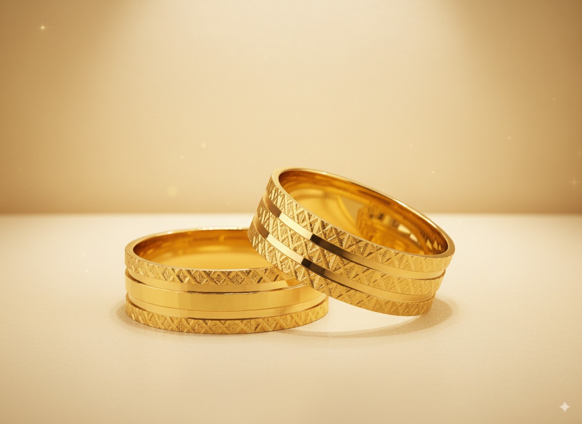 22K Gold Wedding Ring Set
